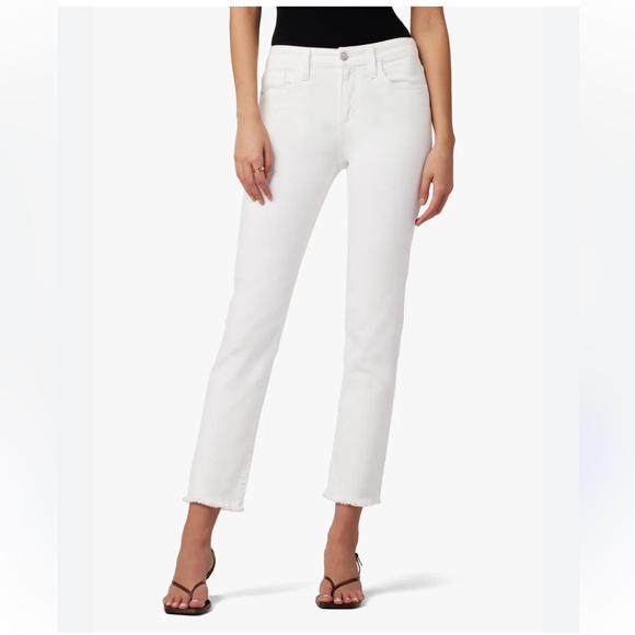 Joe's Jeans Denim - JOES THE LARA MID RISE CIGARETTE ANKLE Jean STRETCH WHITE size 4 raw hem cotton